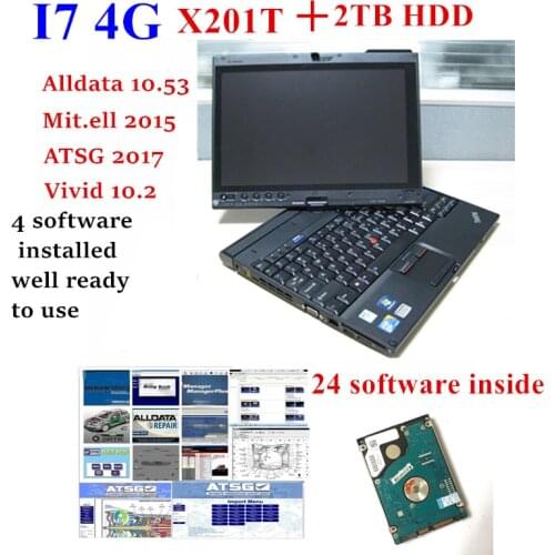 2021 auto hot 2TB HDD Alldata Laptop X201T I7 4G alldata 10.53 Mitchel.l repair software ATSG Vivid Workshop data 24 Software