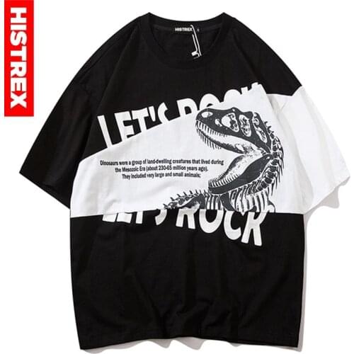 HISTREX Dinosaur 100% Cotton Men T Shirt Graphic Shirt Short Sleeve Clothing High Quality Casual Harajuku Tshirt Man YR0RI