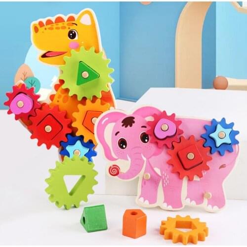 Gear Toy Rotatable Educational Wooden Baby Brain Building Plaything for Bedroom Play