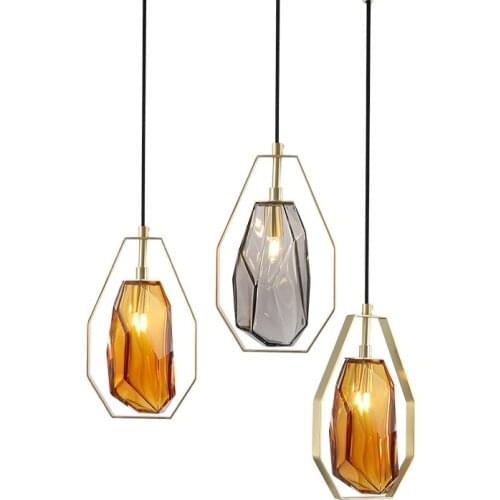 Single head chandelier Nordic dining room bedroom bedside bar dining room model room special shaped glass chandelier