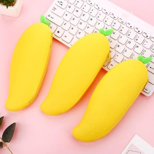 Mango Silicone Pencil Bag Stationery Storage Organizer Bag School Supply Student Prize