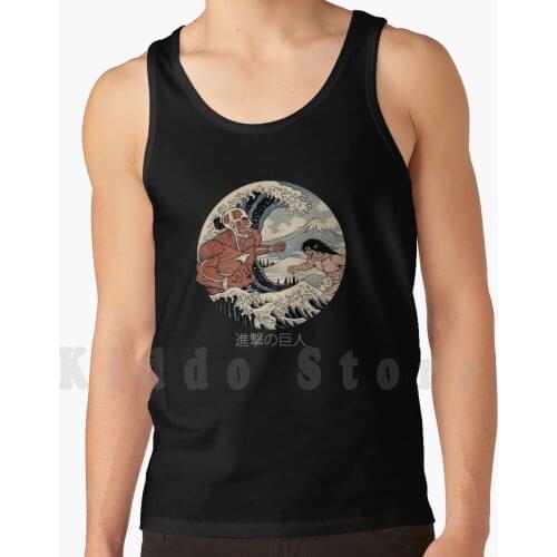 Attack On Titan-Kanagawa Wave tank tops vest sleeveless Anime Attack On Titan Snk Levi Shingeki No Kyojin Titan