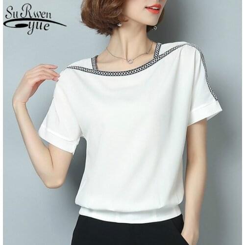 Fashion chiffon women blouse shirt causal plus size short sleeve ladies tops chiffon blouse women shirt blusas femininas 0370 30
