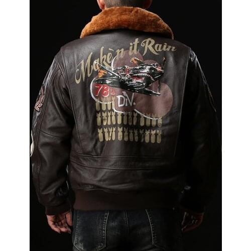 Super Fast Shipping Air Force G1 Pilot Jacket Men Warm Real Removable Fur Collar Genuine Cow Leather Coat vintage Bomber Jacket