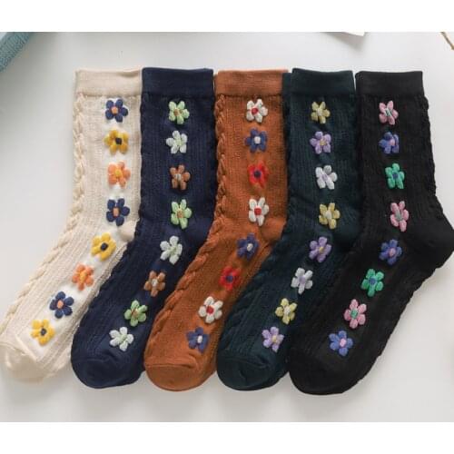 New Autumn And Winter Fashion Womens Stockings College Style Personality Flower Series Trendy Cotton Ladies funny Socks