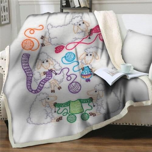 3D Wool ball Print Sherpa Blanket Couch Quilts Cover Travel Bedding soft flannel Plush Throw Thicken Blanket easy wash Bedspread