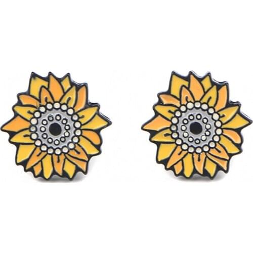 P4028 Dongmanli Van Gogh You Are My Sunshine Sunflower Studs Earrings For Womens Enamel Pierce Korea Earrings Jewelry Girls