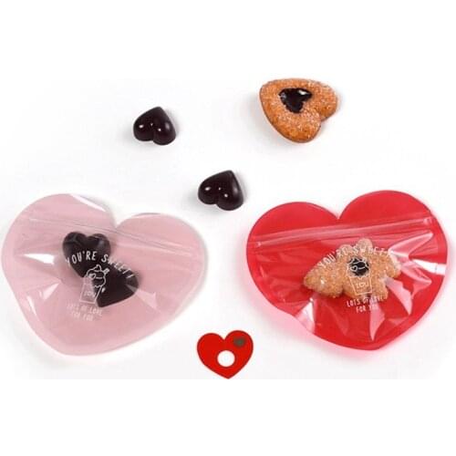 Heart Clear Bags Cookie Dessert Packaging Candy Bags Biscuits Snack Baking Package Pouch Supplies