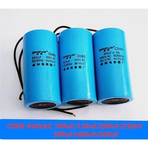 AC Water pump startup capacitor Motor Capacitor Start Capacitor CD60 450VAC 100uF/150uF/200uF/250uF/300uF/400uF/500uF