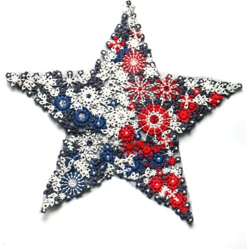 DIY Colorful star embroidered Patches for Clothing Sew on Embroidery parches ropa for dresses Water soluable flower appliques