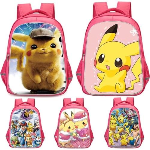 2021 Pokemon Pikachu Pink Backpack Cute Waterproof Candy Colors Backpack Fancy High School Bags for Teenage Girl Travel Rucksack