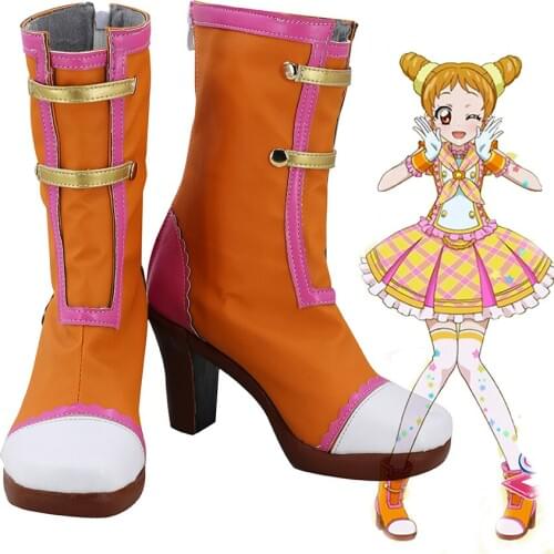 Aikatsu Arisugawa Otome Cosplay Boots Orange High Heel Shoes Cosplay Custom Made