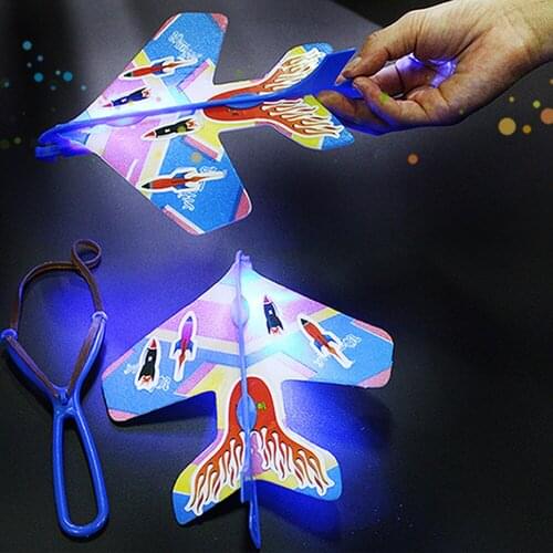 Fun And Cool Bubble Inertia Puzzle Airplane Toy Diy Flash Ejection Cyclotron Light Plane Slingshot Aircraft For Kids Gift Toys