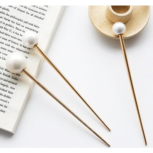 Vintage Hair Sticks Hair Clips for Women Simplicity Elegant Pearl Metal Hair Sticks Girls Hairclip Hair Accessories 2021 New
