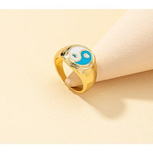 High Quality Bagua Yin Yang Tai Chi Rings for Women Gold Silver Color Heart Geometric Metal Rings 2021 Trendy Jewelry