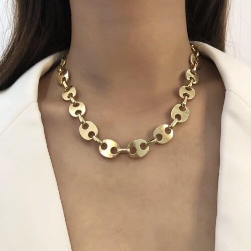 Wgoud Hot Selling Punk High Quality Gold Color Geometric Choker For Women Hip Hop Vintage Hollow Brand Collar Necklace