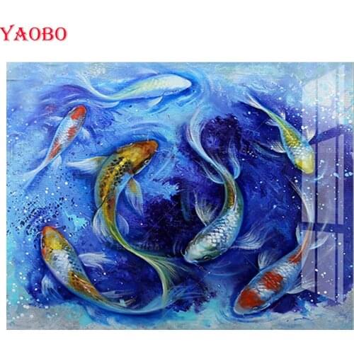 Japanese Koi Fish 5d diy Diamond Painting cross stitch kits mosaic diamond embroidery Full square round rhinestone art