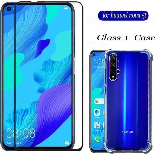 2 in 1 protective glass for huawei nova 5t case soft cover on huwei nova5t nova 5 t t5 safety tremp glasses case yal-l21 6.26