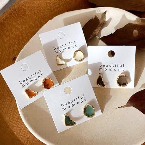 Unique Design Painting Enamel Irrefular Geometric Earrings for Women Vintage Colorful Metal Statement Dangle Earrings Jewelry