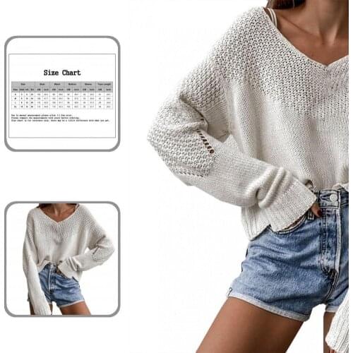 Skin-friendly Classic Loose Fit Women Autumn Sweater Blouse Knitted Pullover Hollow Streetwear