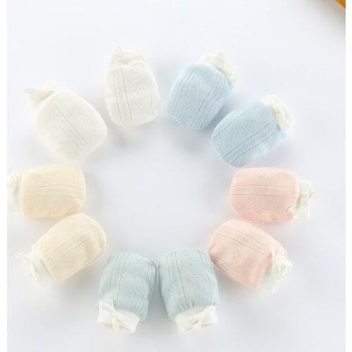 1 Pair of Baby Cotton Anti-scratch Gloves Summer Thin Anti-scratch Face Baby Newborn Anti-eat Protection Gloves
