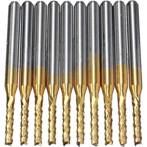 10Pcs 2mm 1/8 inch Shank Engraving Bit Carbide End Mill CNC Cutter Tool