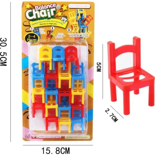 18 Pieces of Balance Chair Childrens Stacking Game Assembly Building Blocks Toy Parent-child InteractiveToy DIY Puzzle Game