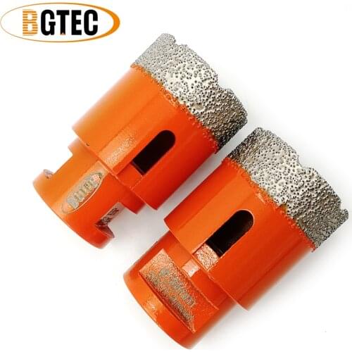 BGTEC 2pc 38mm Vacuum brazed diamond Dry drilling bits 5/8-11 connection hole saw porcelain tile, granite Drill core bits crown