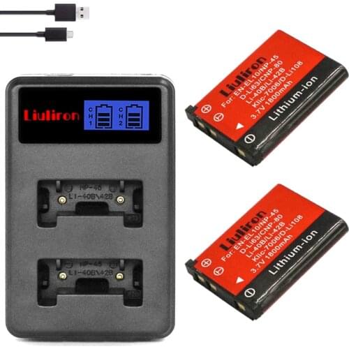 2x Li-40B Li 40B 42B Battery + Dual charger for Olympus Li-42B NP-45 ,for Nikon EN-EL10 D-Li63 D-Li108 NP-80 CNP80 KLIC-7006