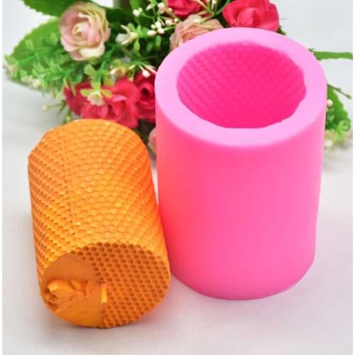 3D Cylinder Bee Honeycomb Silicone Candle Mold Soap Clay Making DIY Cake tool