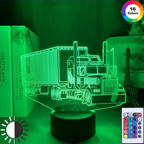 3D Night Light Cool Truck Lorry Tractor Vehicle Engine Head LED Atmosphere Night Lamp for Kids Decorative Lamp Children Gifts