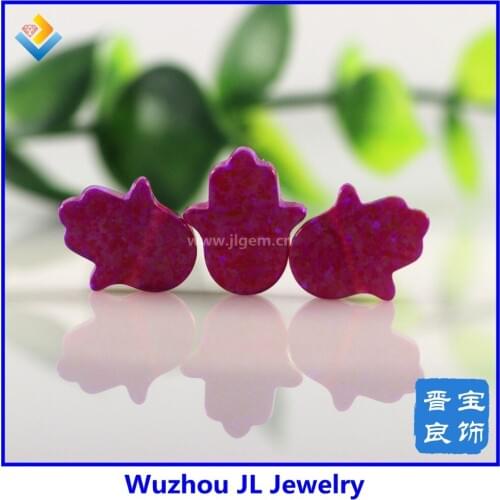 5PCs/lot) Fire dark purple op54 hamsa/hand opal sstone synthetic opal pendant for fancy opal jewelry