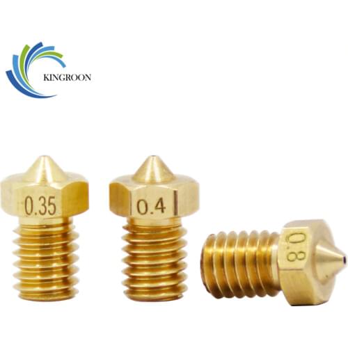 5pcs/lot V5 V6 Nozzle 0.2 0.25 0.3mm 0.35 0.4mm 0.5 0.6 0.8 1.0 Part Copper 1.75mm Filament M6 Threaded Brass 3D Printers Parts