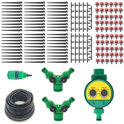 25/50M Self Automatic Garden Water Micro Drip Irrigation System Hose Watering Plant Timer Controller Kit DIY Drippers Mist Set
