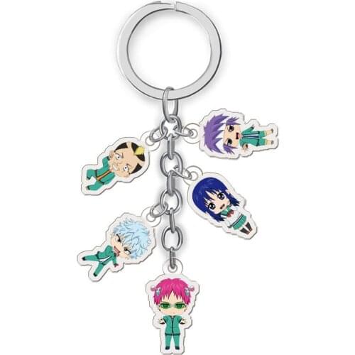 Anime The Disastrous Life of Saiki Kusuo Cosplay Key Chains Two-sided Keychain Acrylic Pendant Accessories Prop