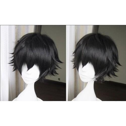 Bungou Stray Dogs Cosplay Wig Edogawa Rampo Black Short Wig Anime Cosplay High Temperature Resistance Synthetic Hair +Wig Cap