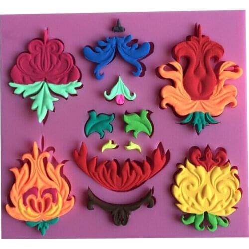 Flowers leaves lace chocolate wedding cake decorating tools DIY baking fondant silicone mold cooking mould T0189