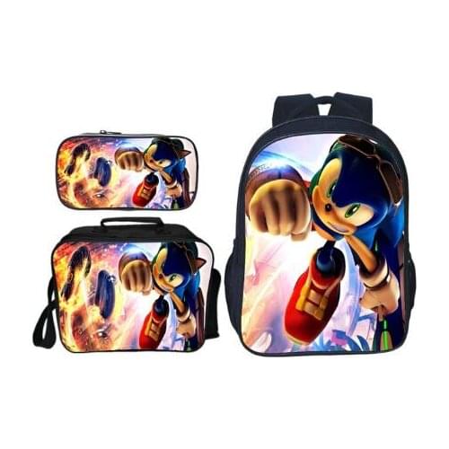 Cartoon Children Sonic Shadow Printing Backpack Kids School Bags Boys Girls Primary Schoolbag Students Suit Backpacks