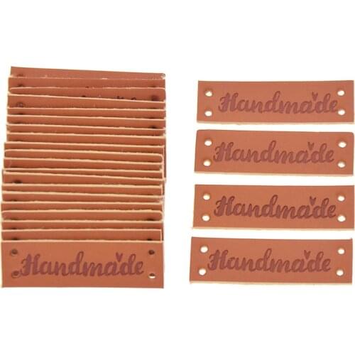 24Pcs Handmade Heart PU Leather Clothes Garment Tag PU Leather Labels For Jeans Bags Shoes Diy Sewing Materials