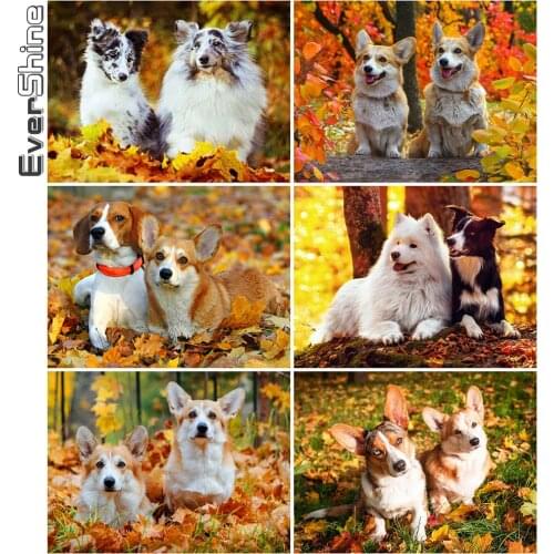 Evershine Diamond Painting Dog Cross Stitch Kits Diamond Mosaic Animal Crafts Embroidery Full Square Round Home Decoration