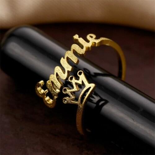 Stainless Steel Frosted Custom Double Name Ring One Name One Crown Rings Personalized Couples Names Mom Gift Daughter Jewellery