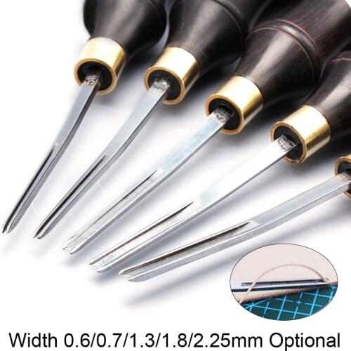 Leather Edge Cutting Beveller Beveling Skiving Cutter Steel Sharper 0.6/0/7/1/3/1.8mm Ebony Handle Leather Craft Trimming Tool