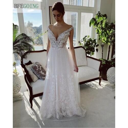 Ivory Lace Tulle Beading Floor-Length A-Line Wedding Dresses Sleeveless Bridal Gowns Custom Made