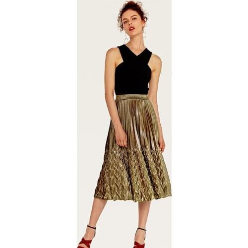 Fashion Skirt Long Striped Elasticity Pleated Skirts Womens Vintage Women Party Punk Club Skirt