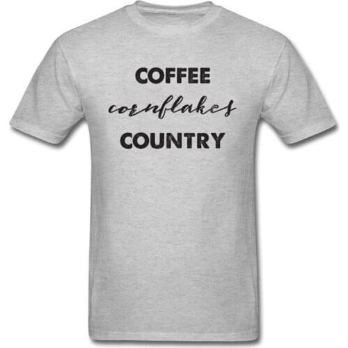 Coffee Cornflakes Country T-Shirt Short Sleeve Custom Funny Men Lovers Day Tops Tees Custom Tee Shirt Crew Neck Pure Cotton