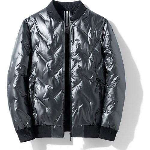 Winter 2020 Metal Shining Warm Down Jackets men Hooded Ultralight 90% White Duck Down jacket Male Thick Black Parkas men Outwear