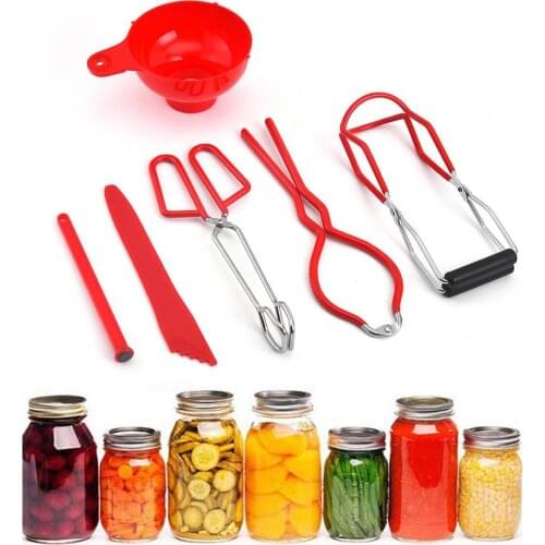 6 Pcs Canning Kit Canning Supplies Anti-scald Lid Lifter Jar Wrench Anti-Slip Jar Tongs Funnel Food Clamp Kitchen Tools