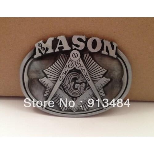 Pewter Mason belt buckle with pewter finish JF-125 suitable for 4cm wideth belt free shipping