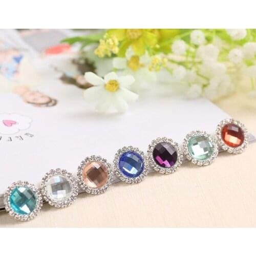 Wholesale 40pcs/pack 20mm Round Wedding Diamond flatback Button rhinestone Button crystal DIY hair garment Accessories YJ79