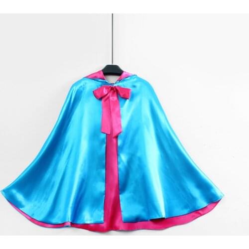 Girls Cape with Hood 280cm Width Double Layer Cloak Fairy Princess Pink Turquoise Fuchsia Kids Costume Cosplay